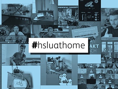 Collage mit den Aktivitäten der HSLU-Mitarbeitenden und -Studierenden @home