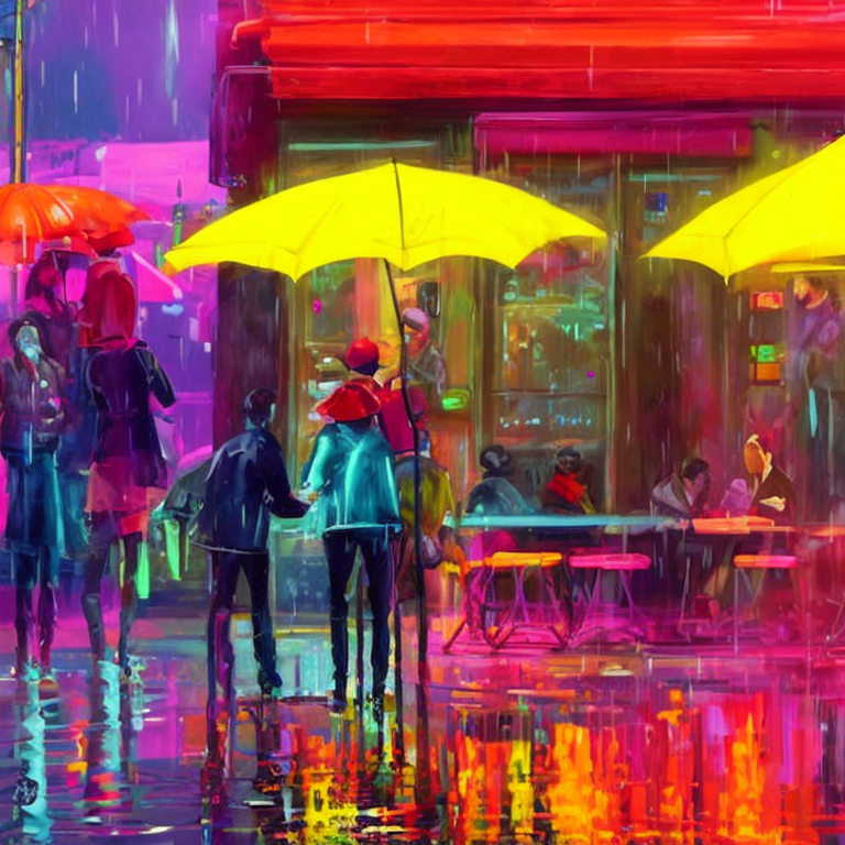 Ein Bild aus Dragica Kahlinas «Streetcafe With People In The Rain»-Serie ...