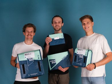 Remo Zemp, Sandro Küng und Joshua Kohler von SendMeBag