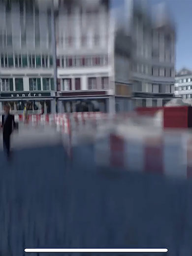 Verschwommenes Bild von einer Strasse in der Stadt