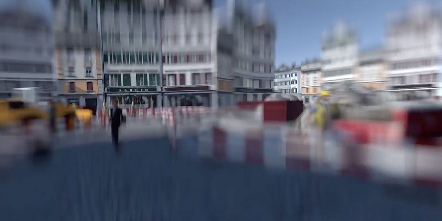 Verschwommenes Bild von einer Strasse in der Stadt