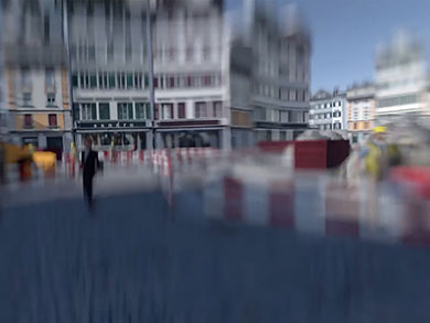 Verschwommenes Bild von einer Strasse in der Stadt