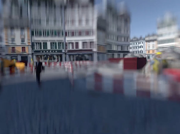 Verschwommenes Bild von einer Strasse in der Stadt